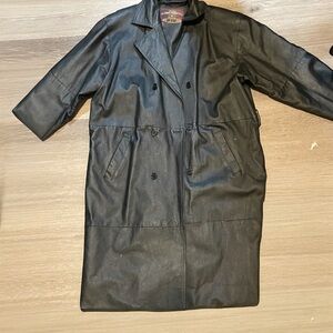 MINT Vintage Global Identity G-III Leather Trench Coat Duster XL Black 97014